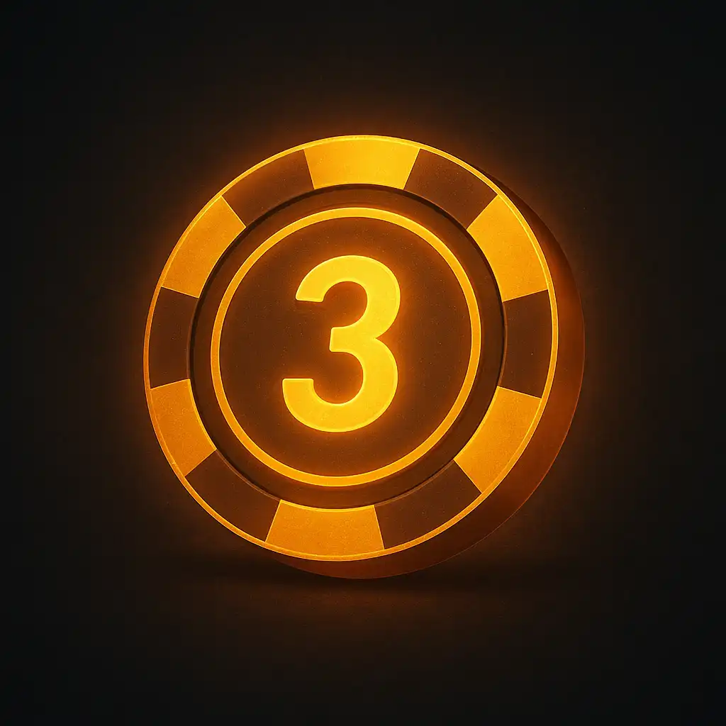 Three numbered casino chips stacked to represent the sign-up steps